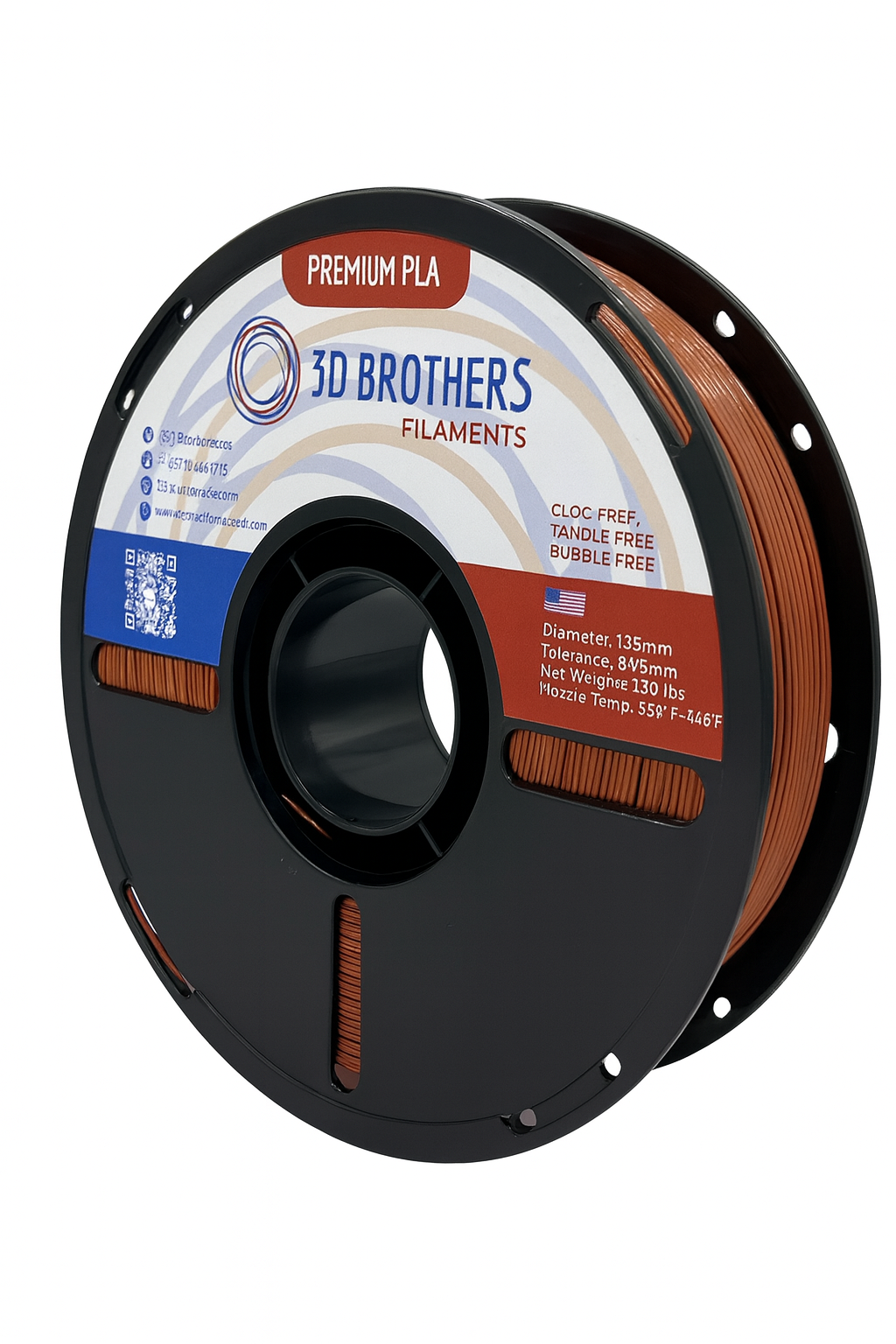 PLA Filament - Copper Metallic 1kg - 1.75mm