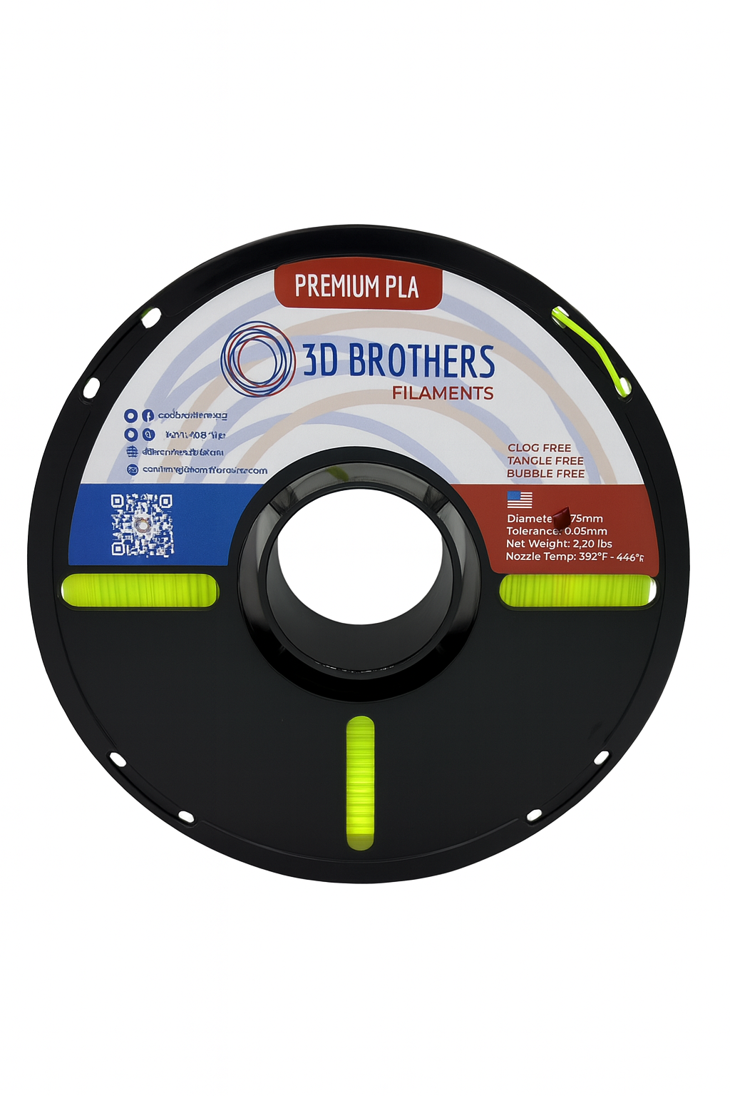 PLA Filament - Fluorescent Yellow 1kg - 1.75mm