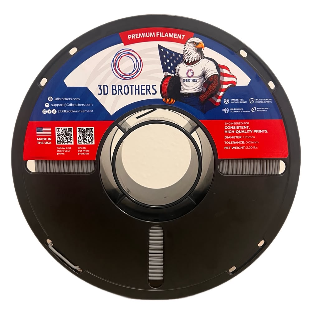 PCTG Tough Filament 1.75mm GRAY – Made in USA | 1kg Spool | 3D Brothers USA