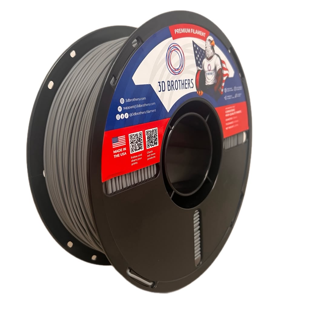 PCTG Tough Filament 1.75mm GRAY – Made in USA | 1kg Spool | 3D Brothers USA