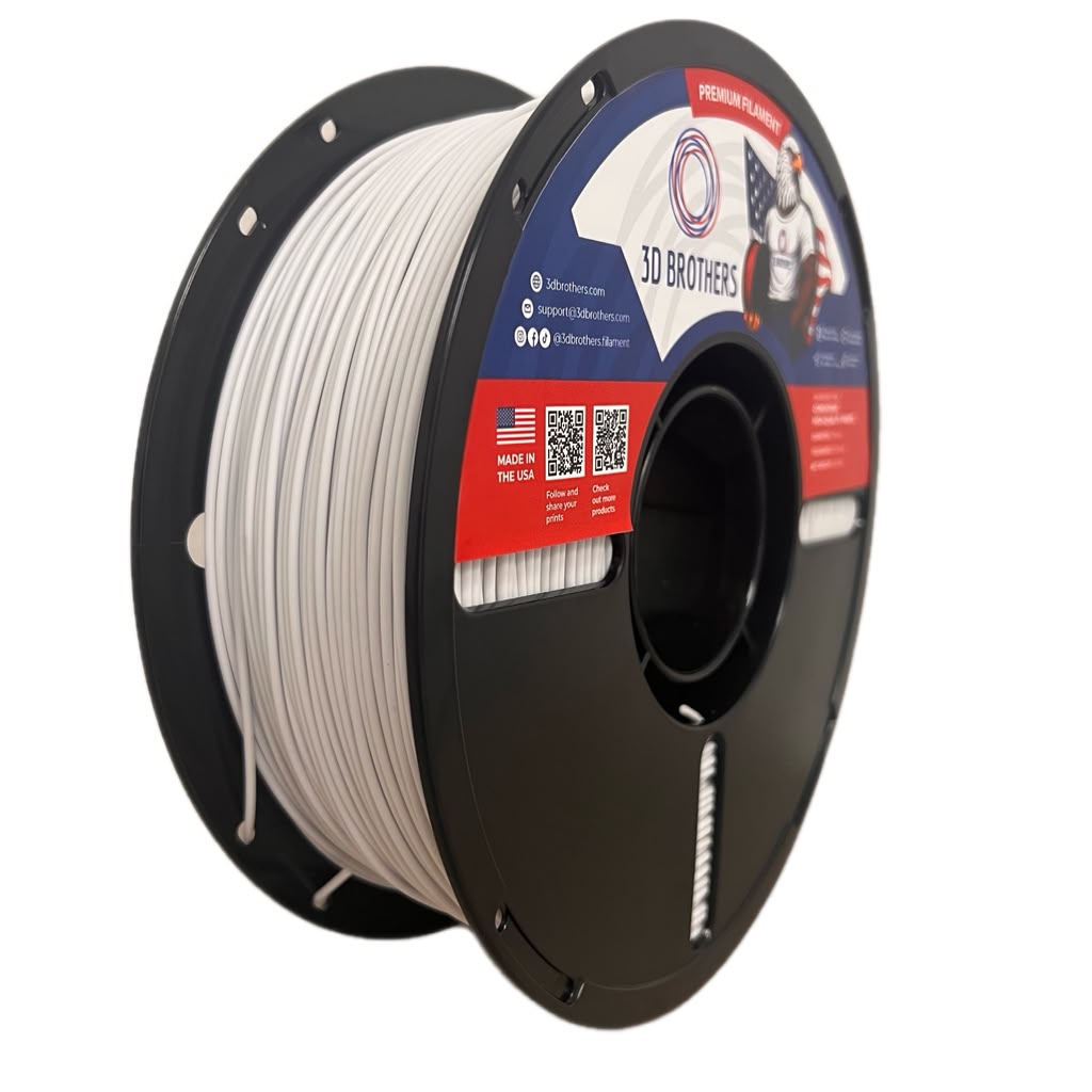 PCTG Tough Filament 1.75mm WHITE – Made in USA | 1kg Spool | 3D Brothers USA