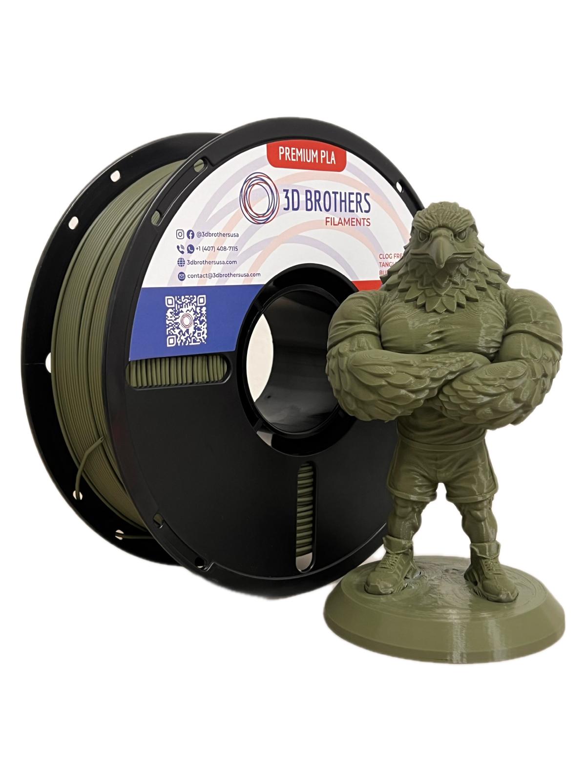 High Speed PLA Filament 1.75mm MILITARY GREEN – Made in USA | 1kg Spool | 3D Brothers USA