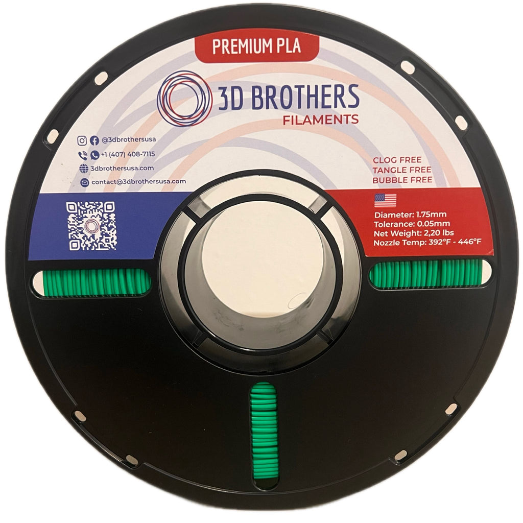High Speed PLA Filament 1.75mm GREEN – Made in USA | 1kg Spool | 3D Brothers USA
