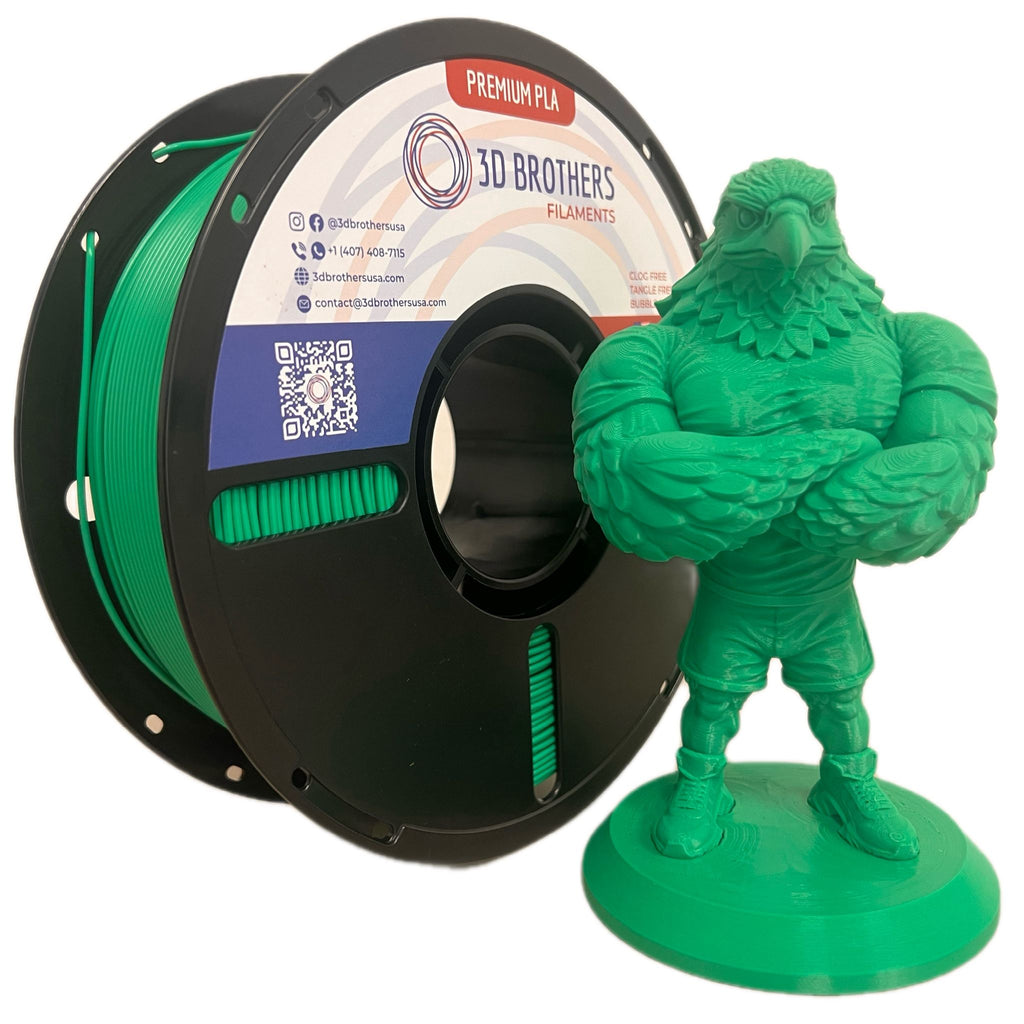 High Speed PLA Filament 1.75mm GREEN – Made in USA | 1kg Spool | 3D Brothers USA