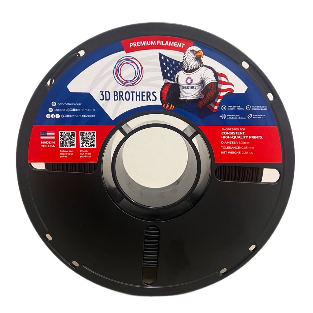 PCTG Filament 1.75mm BLACK – Made in USA | 1kg Spool | 3D Brothers USA
