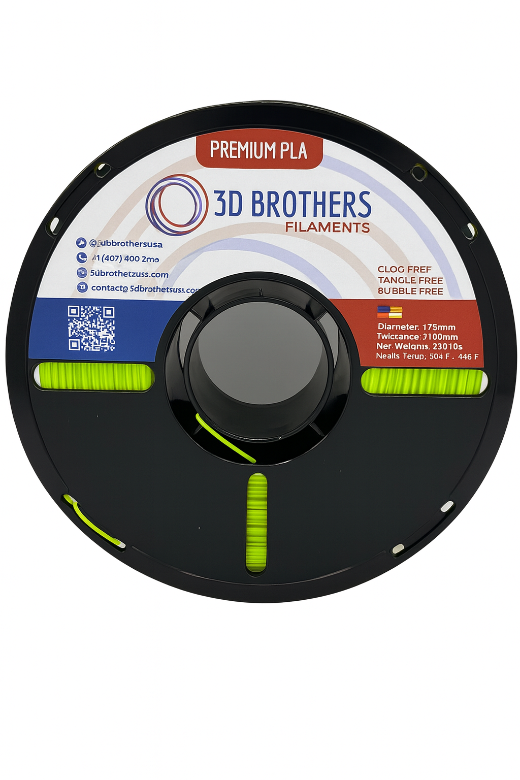 PLA Filament - Yellow Green 1kg - 1.75mm